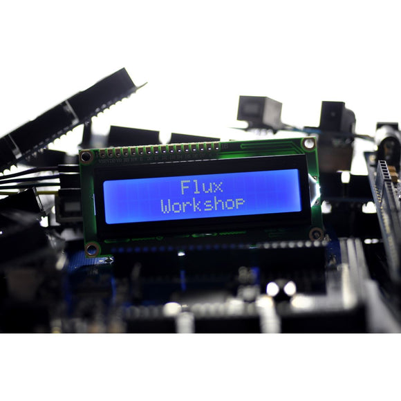 16x2 Blue LCD with Funduino I2C Interface MB-063 1602 HD44780 – Flux  Workshop