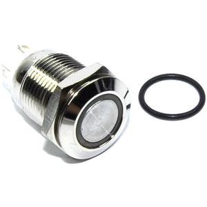 12mm Vandal Resistant Momentary Touch - White LED