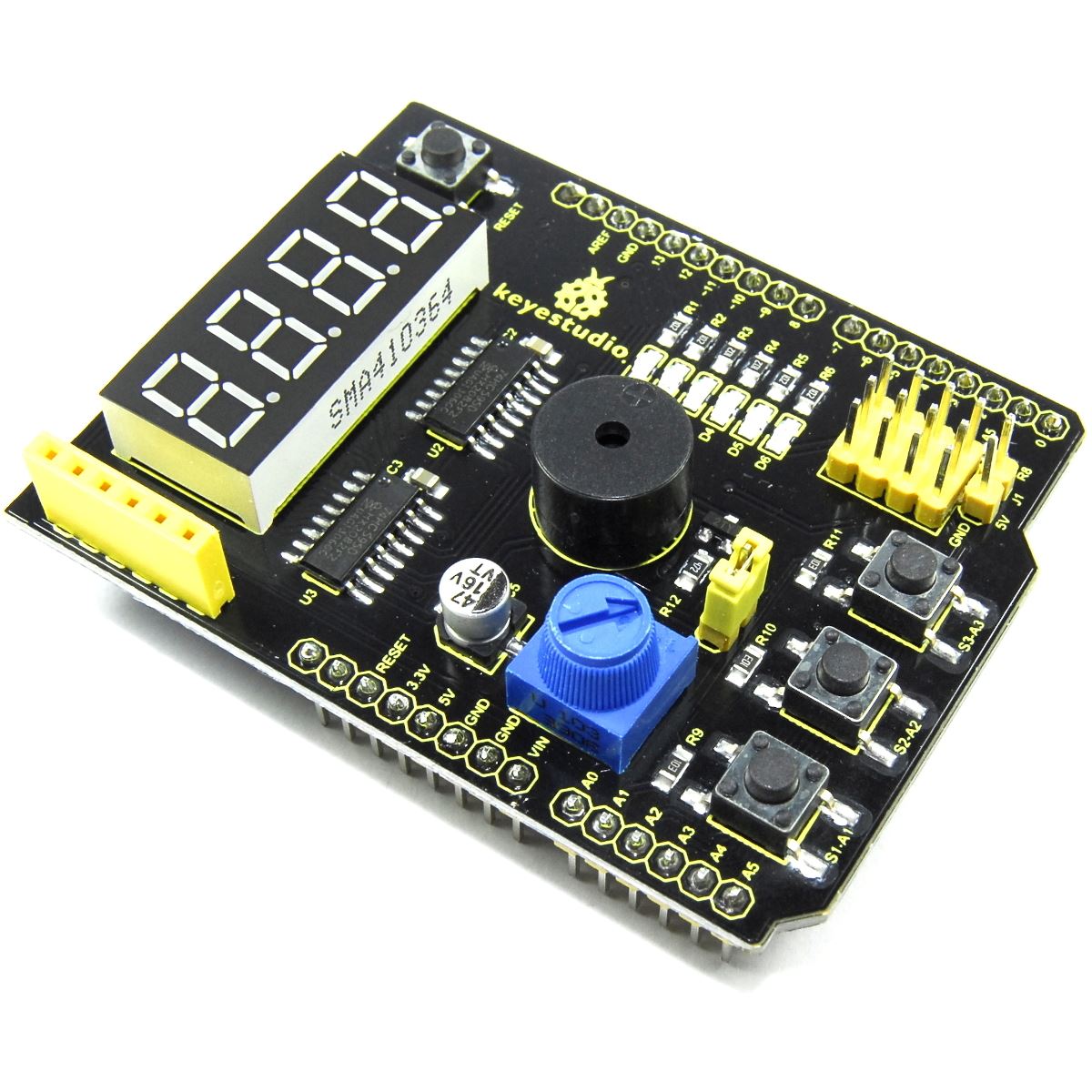 Keyestudio Multi-Purpose Shield for Arduino UNO V2 7-Seg Buzz LED ...